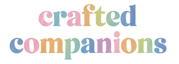 Colorful 'crafted companions' text on a white background