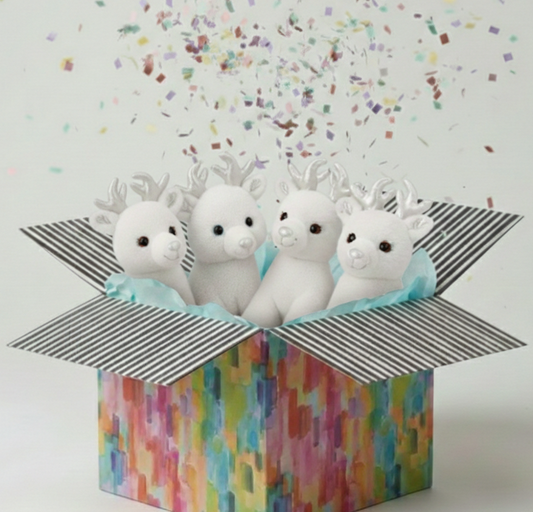 White Reindeer Plush Party Pack (4)